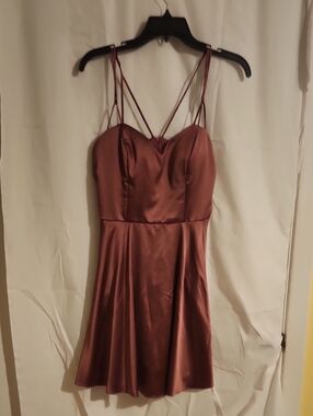 B. Darlin Rose-Mauve Satin Mini Dress